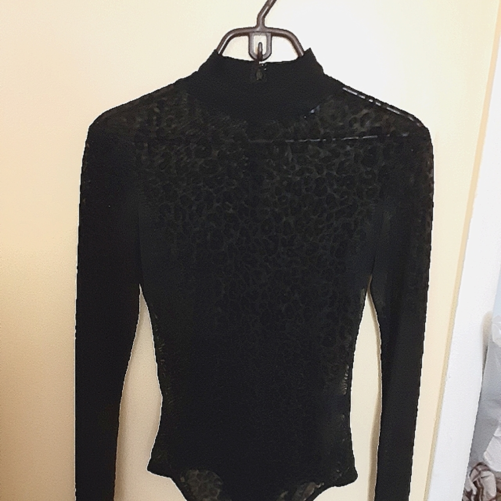 Sheer leopard imprinted bodysuit